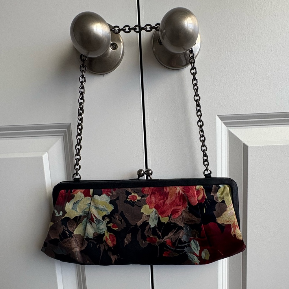 Vintage Donald J Pliner Clutch Bags Floral Black Clutch Bag
